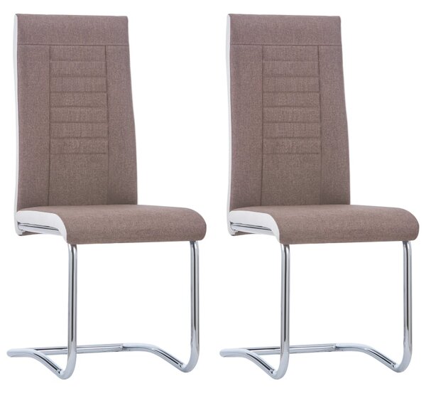 Cantilever Dining Chairs 2 pcs Brown Fabric