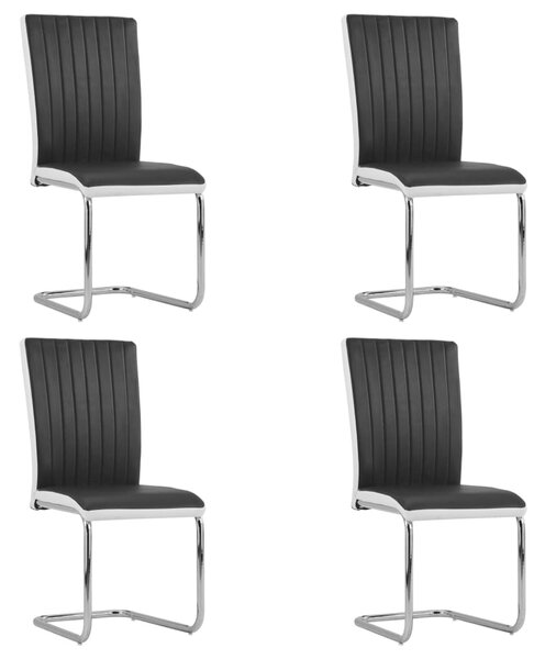 Cantilever Dining Chairs 4 pcs Black Faux Leather