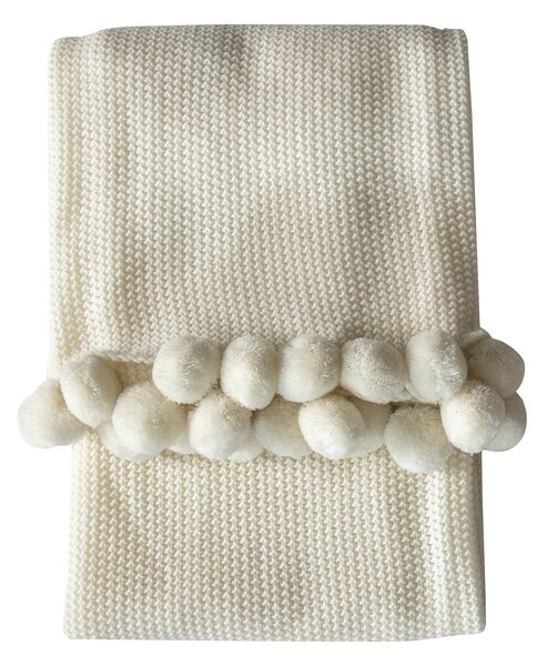 Kilburn & Scott Plump Pom Pom Cream Throw Blanket