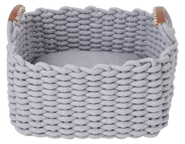 Woven Rope Cat Bed Grey