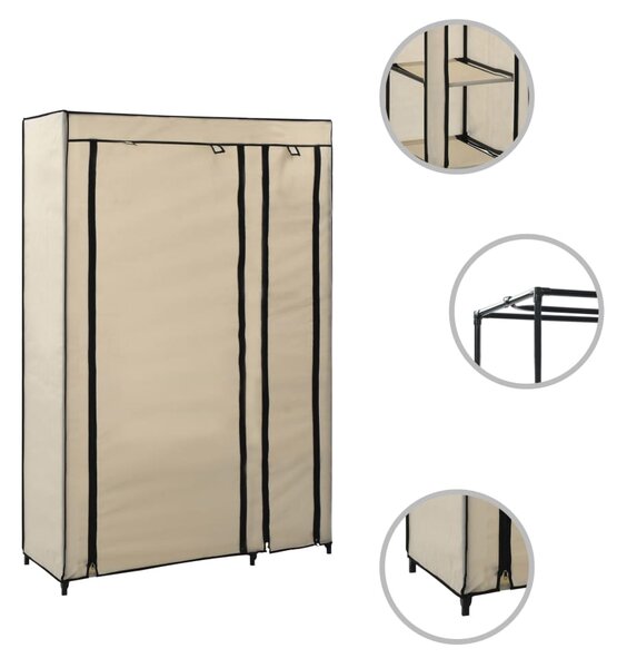 Folding Wardrobe Cream 110x45x175 cm Fabric