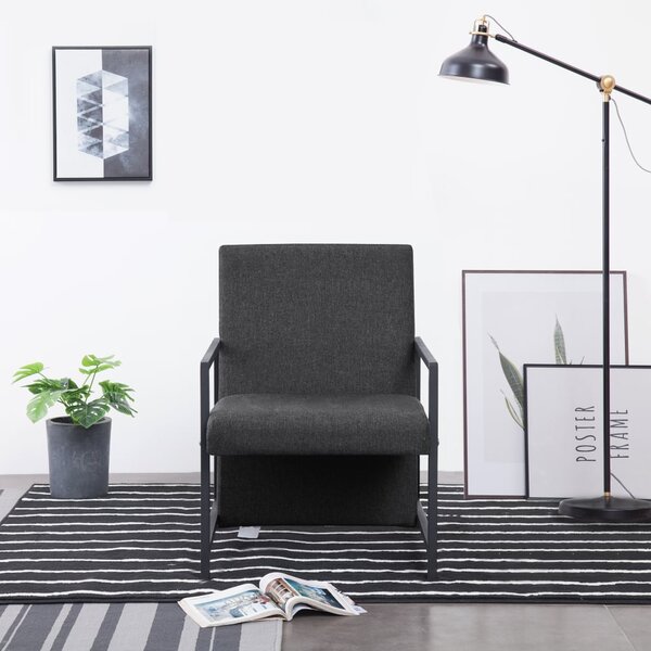Armchair with Chrome Feet Dark Grey Fabric