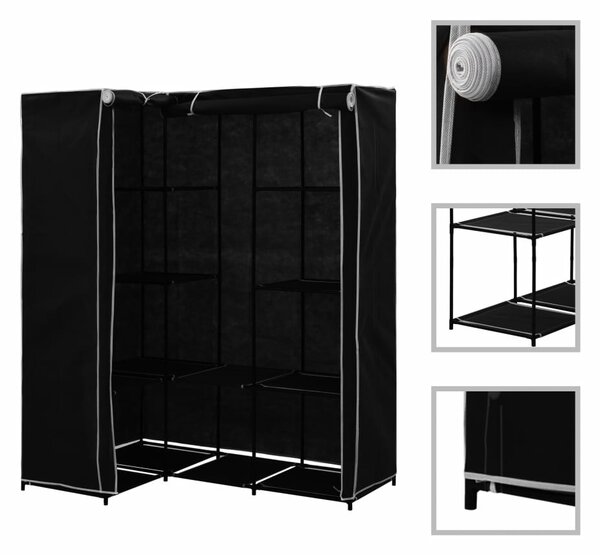 Corner Wardrobe Black 130x87x169 cm