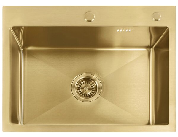 Steel sink with 3-piece accessory set REA Liam Brush Gold