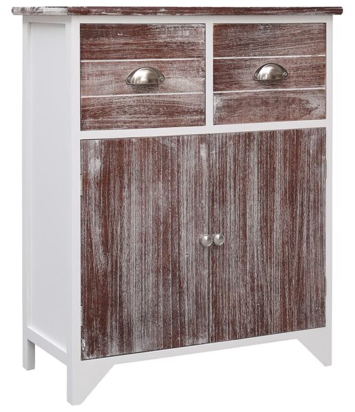 Side Cabinet Brown and White 60x30x75 cm Paulownia Wood