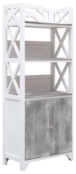 Bathroom Cabinet White and Grey 46x24x116 cm Paulownia Wood