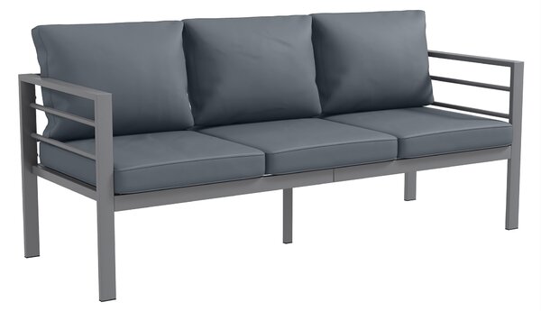 Outsunny Aluminium Three-Seater Garden Bench, with Cushions - Grey