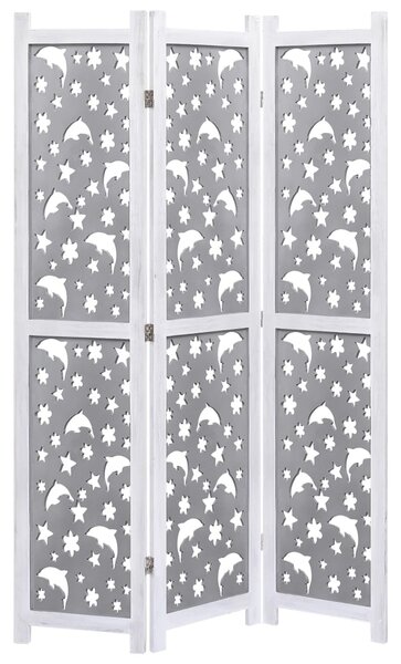 3-Panel Room Divider Grey 105x165 cm Solid Wood