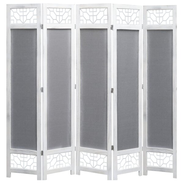 5-Panel Room Divider Grey 175x165 cm Fabric