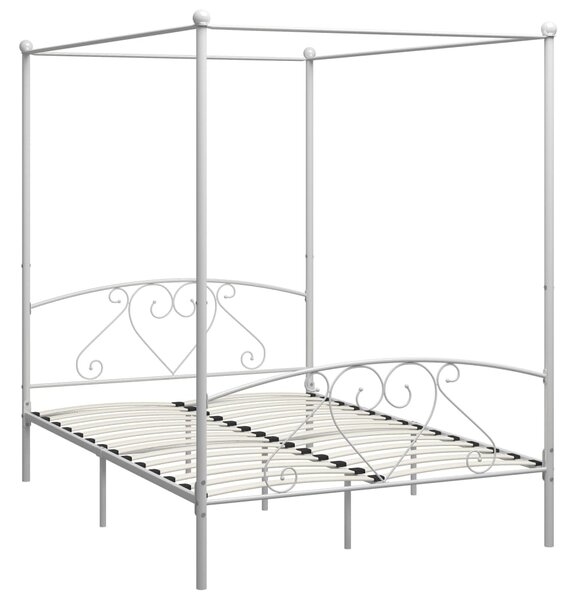 Bed Frame without Mattress with Canopy White 160x200 cm Metal