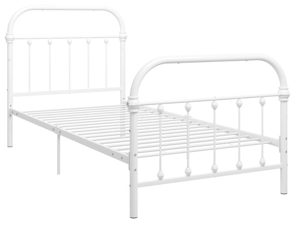 284493 Bed Frame without Mattress White Metal 100x200 cm