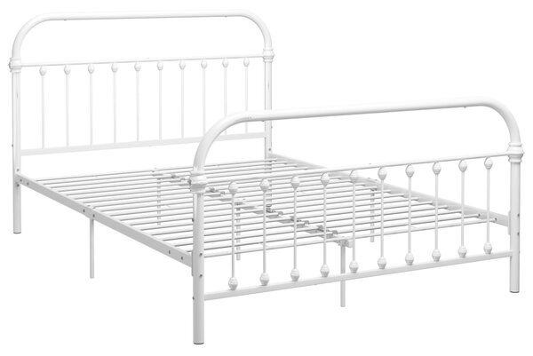 Bed Frame without Mattress with Headboard White 160x200 cm Metal