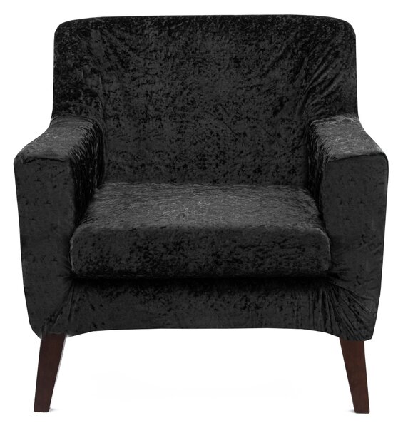 Crushed Velvet Armchair Cover Black