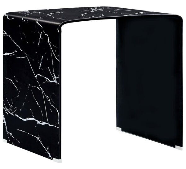 Coffee Table Black Marble 50x50x45 cm Tempered Glass