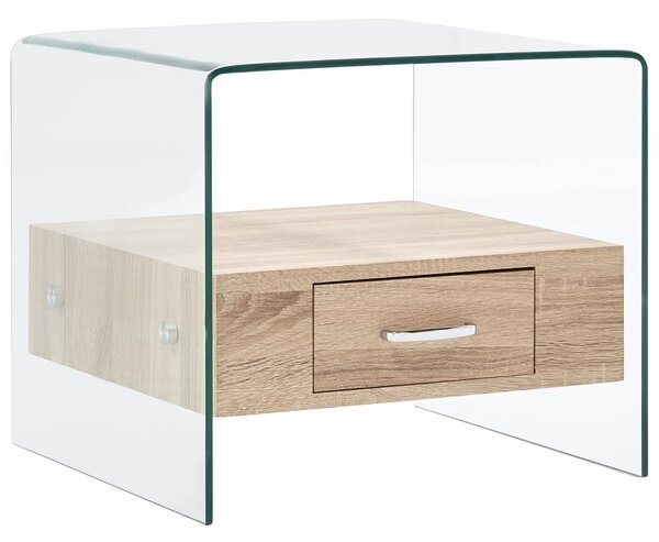 Coffee Table with Drawer 50x50x45 cm Tempered Glass