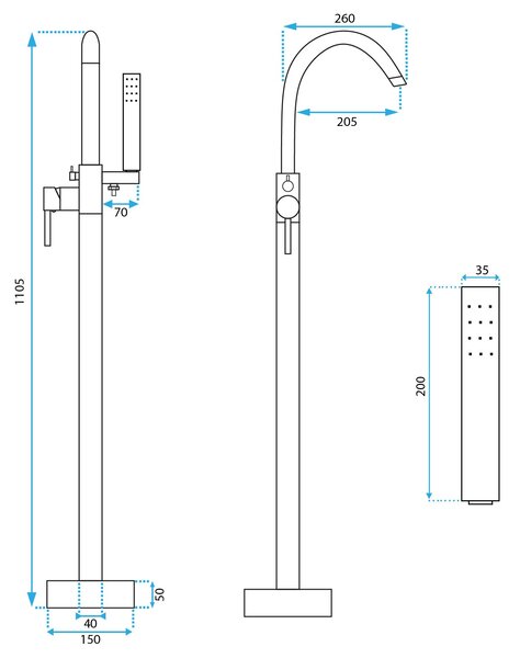 Free-standing faucet Rea MONO Black