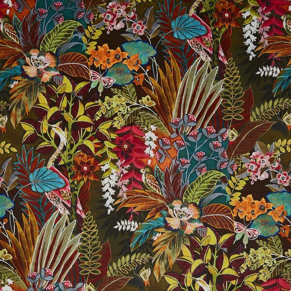 Prestigious Textiles Hidden Paradise Digitally Printed Velvet Fabric Calypso