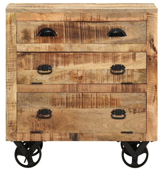 Side Cabinet with Wheel 70x40x75 cm Solid Mango Wood