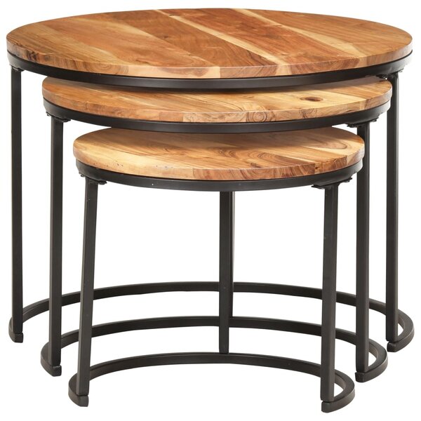 Nesting Tables 3 pcs Solid Acacia Wood