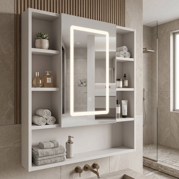 LED mirror cabinet Rea Luna 70x80cm