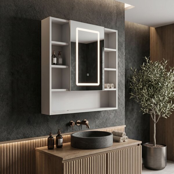 LED mirror cabinet Rea Luna 70x80cm