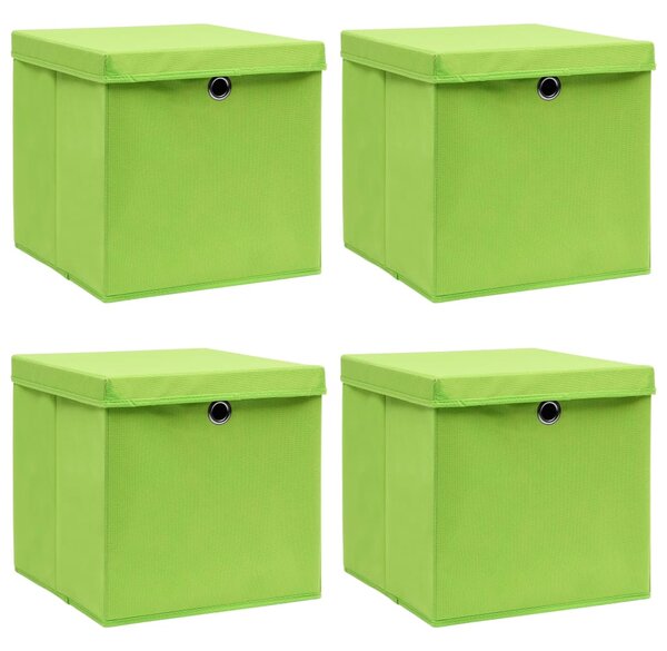 Storage Boxes with Lids 4 pcs Green 32x32x32 cm Fabric