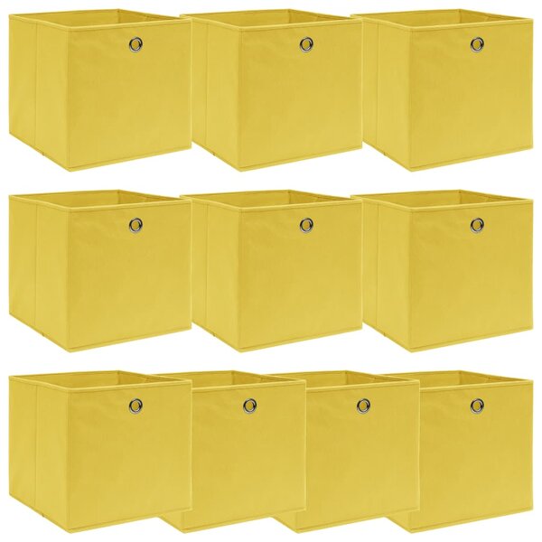 Storage Boxes 10 pcs Yellow 32x32x32 cm Fabric