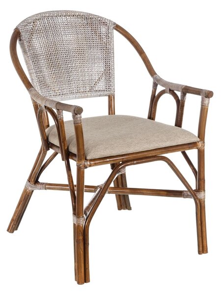 Dining Chair Brown Grey Polyester Rattan Foam 56 x 60 x 84 cm