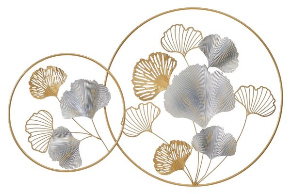 Wall Decoration Golden Silver Iron Flowers 100 x 4 x 66 cm