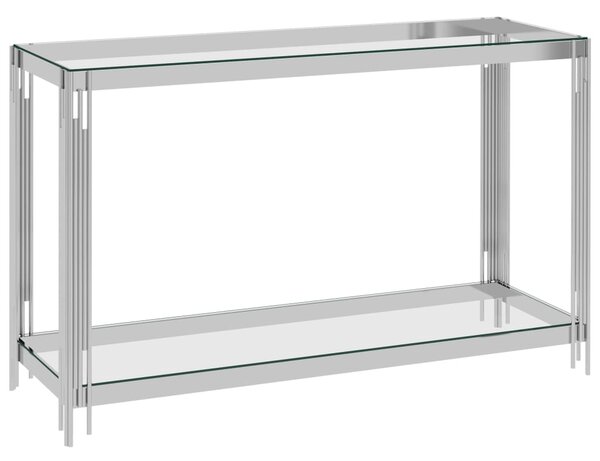 Side Table Silver 120x40x78 cm Stainless Steel and Glass