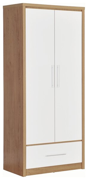 Seville Double 1 Drawer Wardrobe White and Brown