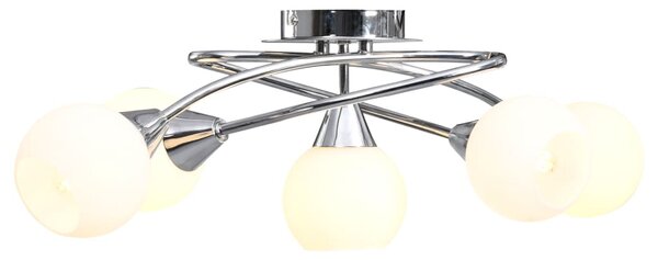 Ceiling Lamp with Ceramic Shades for 5 E14 Bulbs White Bowl