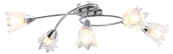 Ceiling Lamp with Transparent Glass Shades for 5 E14 Bulbs Tulip