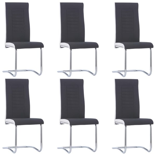 Cantilever Dining Chairs 6 pcs Black Fabric
