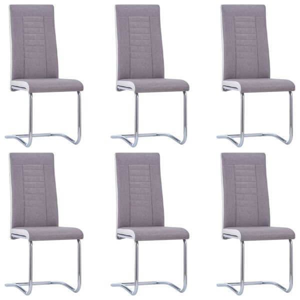 Cantilever Dining Chairs 6 pcs Taupe Fabric