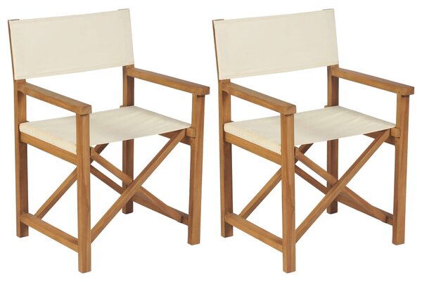Folding Director's Chairs 2 pcs Solid Teak Wood