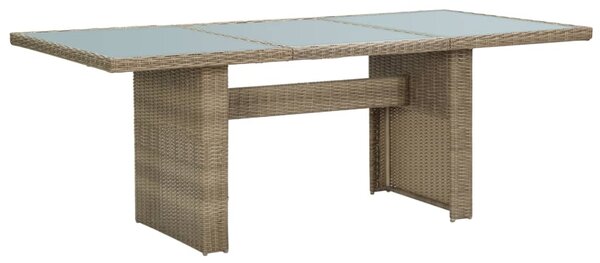 Garden Dining Table Brown 200x100x74 cm Glass and Poly Rattan