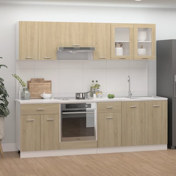 8 Piece Kitchen Cabinet Set Sonoma Oak Engineered Wood