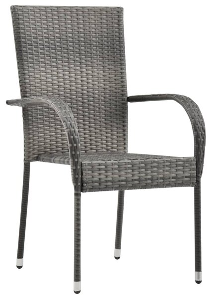 Stackable Outdoor Chairs 4 pcs Grey Poly Rattan