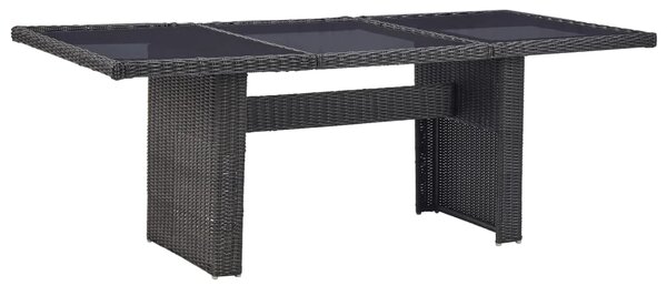 Garden Dining Table Black 200x100x74 cm Glass and Poly Rattan