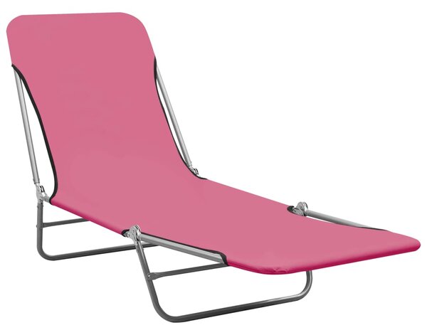 Folding Sun Loungers 2 pcs Steel and Fabric Pink