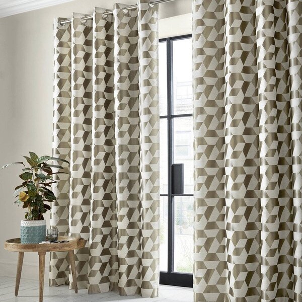 Kinetic Ready Made Blackout Eyelet Curtains Taupe