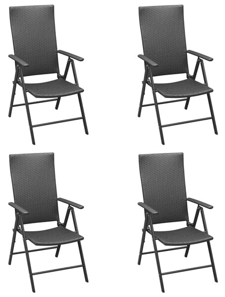 Garden Chairs 4 pcs Poly Rattan Black
