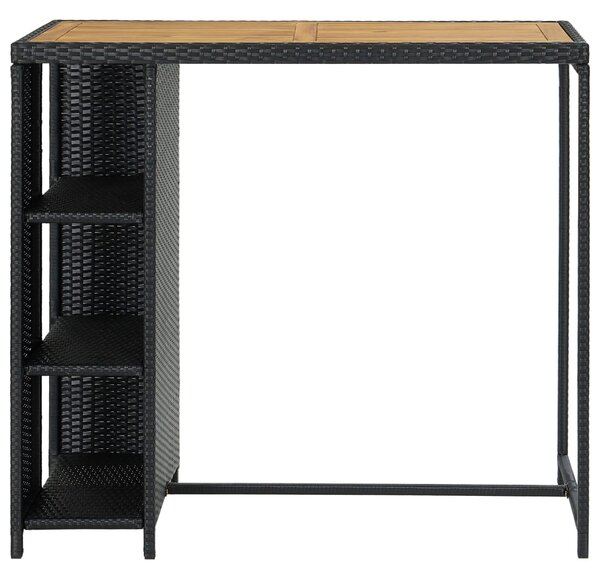 Bar Table with Storage Rack Black 120x60x110 cm Poly Rattan