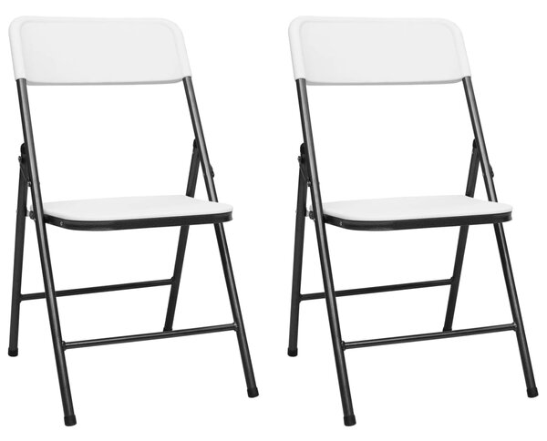 Folding Garden Chairs 2 pcs HDPE White