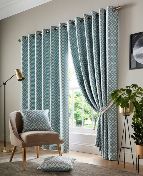 Cotswold Ready Made Lined Eyelet Curtains Teal