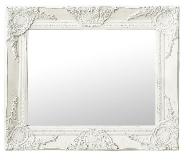Wall Mirror Baroque Style 50x40 cm White