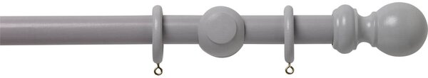 Grey Wood 28mm Curtain Pole with Ball Finials - 1.2m