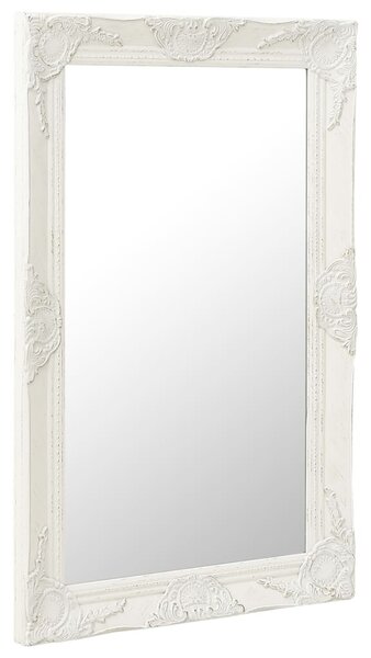 Wall Mirror Baroque Style 50x80 cm White