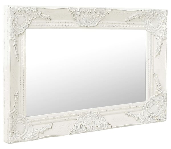 Wall Mirror Baroque Style 60x40 cm White